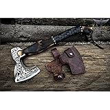 Custom Gift Forged Carbon Steel Viking Axe with Rose Wood Shaft, Viking Bearded Camping Axe & Hatchet, Best Birthday & Annive