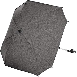 ABC Design Universal Sonnenschirm Sunny – für Kinderwagen und Buggy – UV-Schutz 50+ – Universalhalterung für Rund- und Ovalrohre – Farbe: asphalt