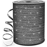 HimBen 500 Yards Curling Ribbon for Gift Wrapping, 3/16" Balloon String for Christmas Valentine Birthday Wedding Party Festival Decoration, Crafts, Flower Bouquet(Glitter Black)