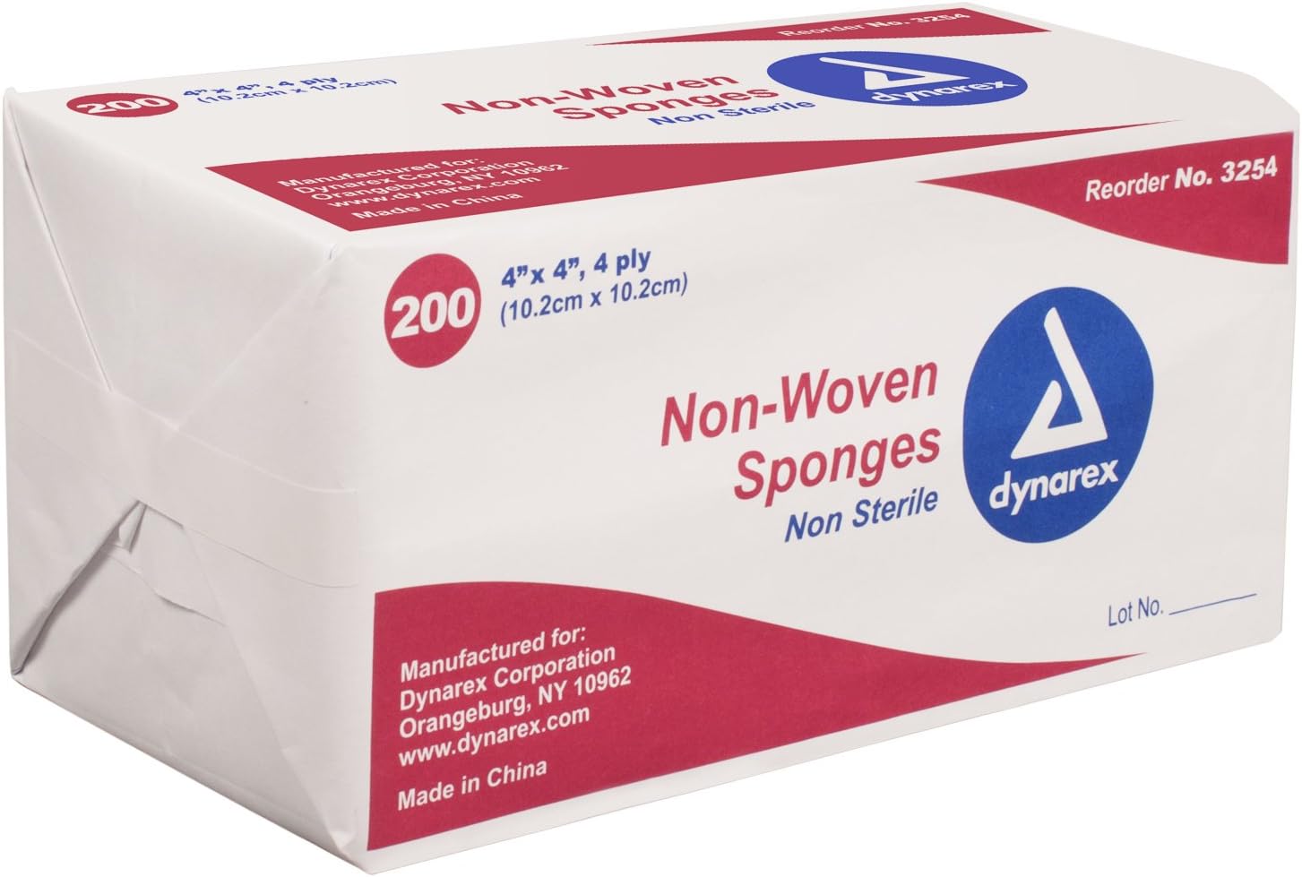 Dynarex Non-Sterile Non Woven Sponge, 4x4 Inch, 200 Count: Health & Personal Care