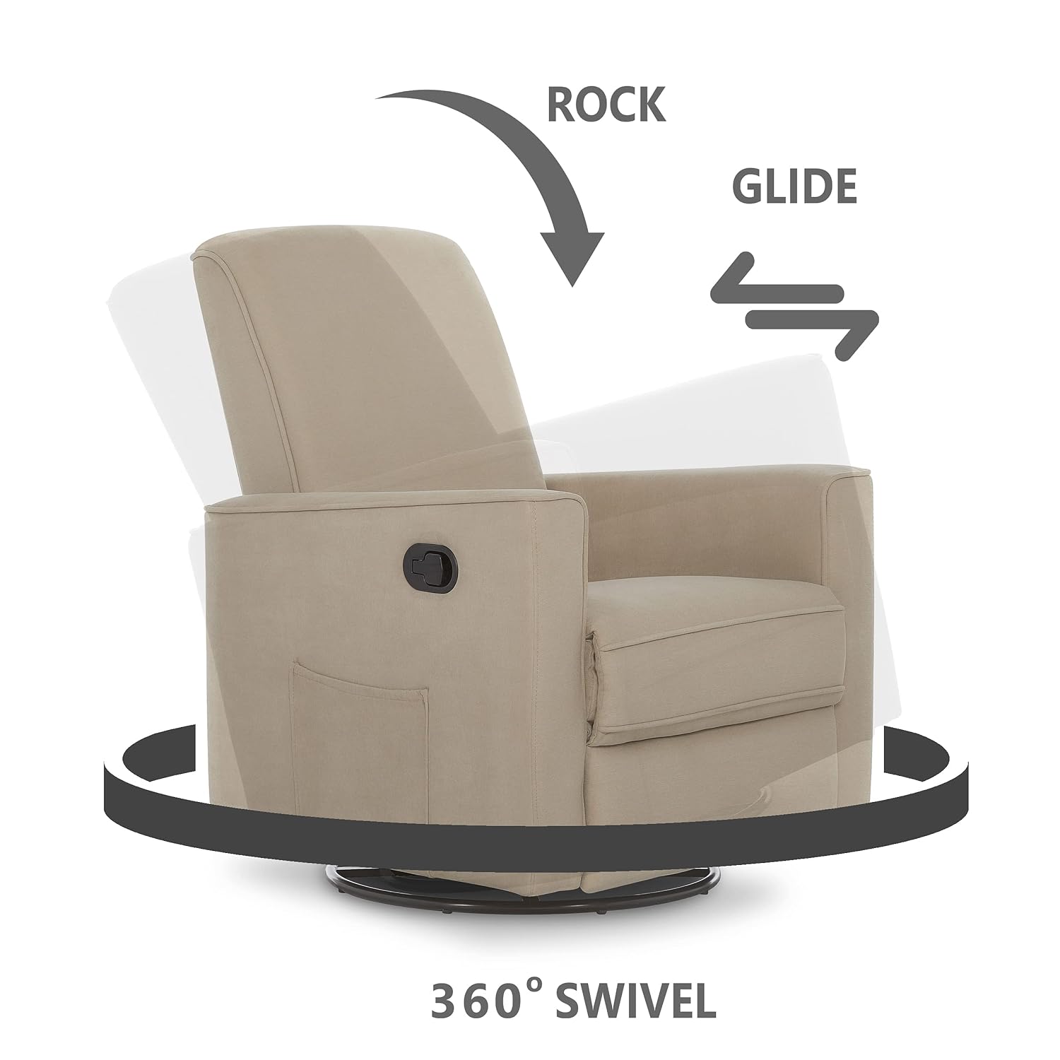 Evolur Raleigh Basic Glider, Recliner and Rocker in Fawn: Baby
