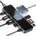 DOCKCASE Visual Smart USB C Hub (10-in-1) with 4K@60Hz HDMI and DP, Gigabit Ethernet, 1 USB-C and 3 USB-A Ports, 100w PD Power Delivery, UHS-II TF/SD Card Slot for MacBook Air/Pro, XPS, and More