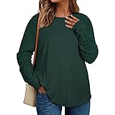 Eytino Plus Size Tops for Women Casual Crewneck Raglan Long Sleeve Shirts Loose Lightweight Tunics(1X-5X)