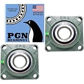PGN UCF211-32 (2 Pack) Square Flange Bearing 2" Bore | Self aligning design, Cast iron housing, Chrome steel construction