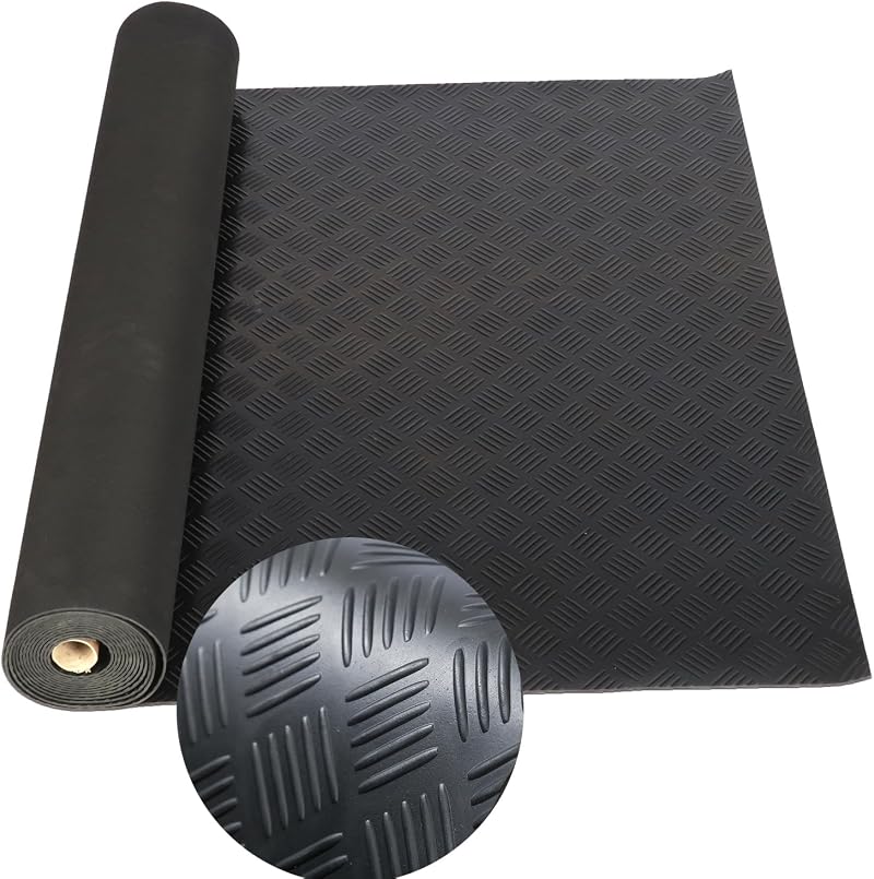 Tonchean Garage Floor Mat 1x5m Rubber Roll Non-slip Waterproof Checker Plate