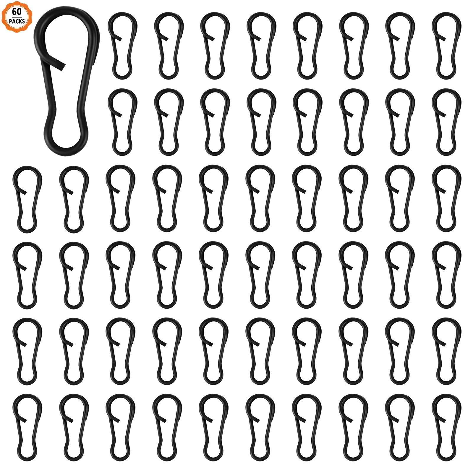 Ledoo 60Pcs 13mm Quick Change Clips Carp Fishing Swivel Snap for Freshwater Saltwater (Black)