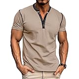 Men's Casual Henley Shirts Classic Button Cotton