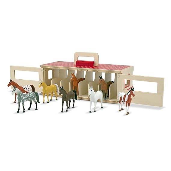 Melissa & Doug Turnierpferdestall aus Holz (9 Teile)