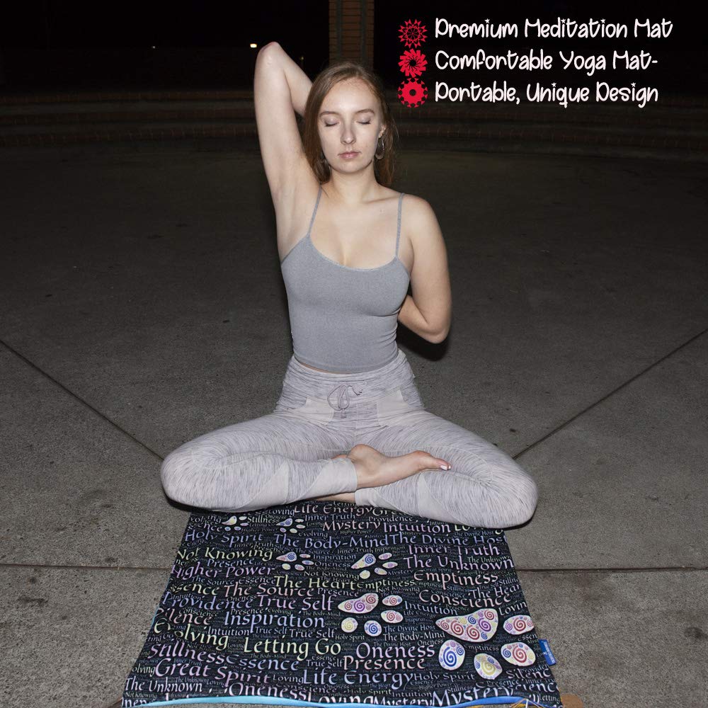 Footprints Decor-Premium Velvet Meditation Mat|Wall Art Tapestry Wall Hanging |Convertible Meditation Cushion Cover|Unique Meditation Gift for Men,Women|Dual Printed,Travel Yoga mat 70x70cm|Satin Bag