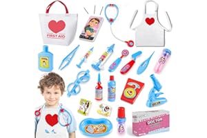 GIFTRRTOY Toy Doctor Kit for Toddlers 3-5, Pretend Play Kids Medical Kit with Carrying Bag & Coat, Stethoscope, Mobile Phone, Doctor Costume Toys for Boys Girls Aged 3 4 5 6 7 8