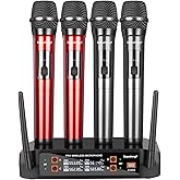 Depusheng Wireless Microphone, Professional 4 Channels Karaoke Handheld System for Home Karaoke, Meeting, Party, Church, DJ, Wedding, Home KTV Set