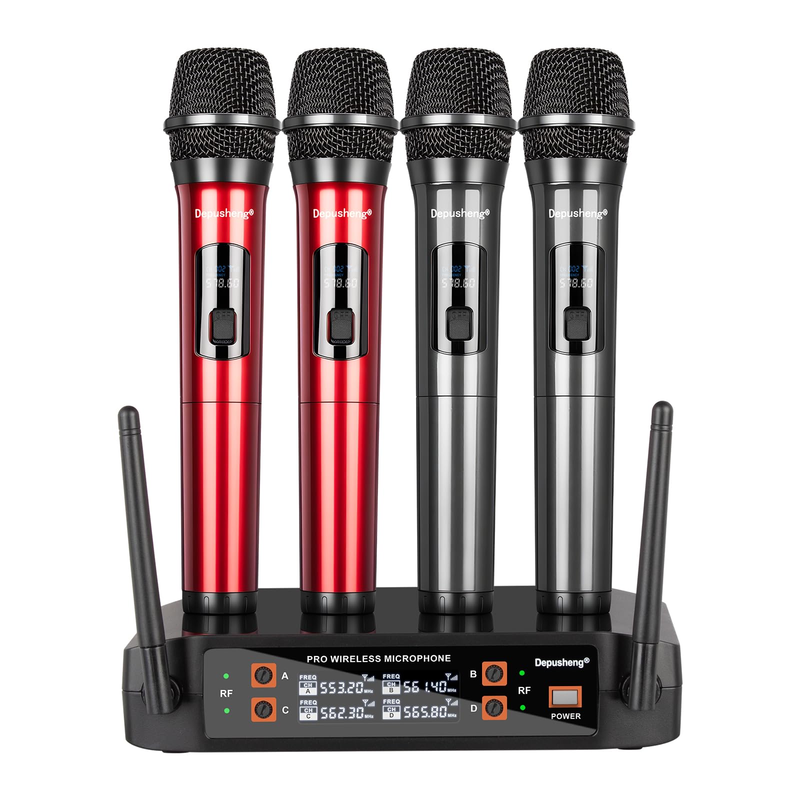 Photo 1 of Depusheng Wireless Microphone, Professional 4 Channels Karaoke Handheld System for Home Karaoke, Meeting, Party, Church, DJ, Wedding, Home KTV Set