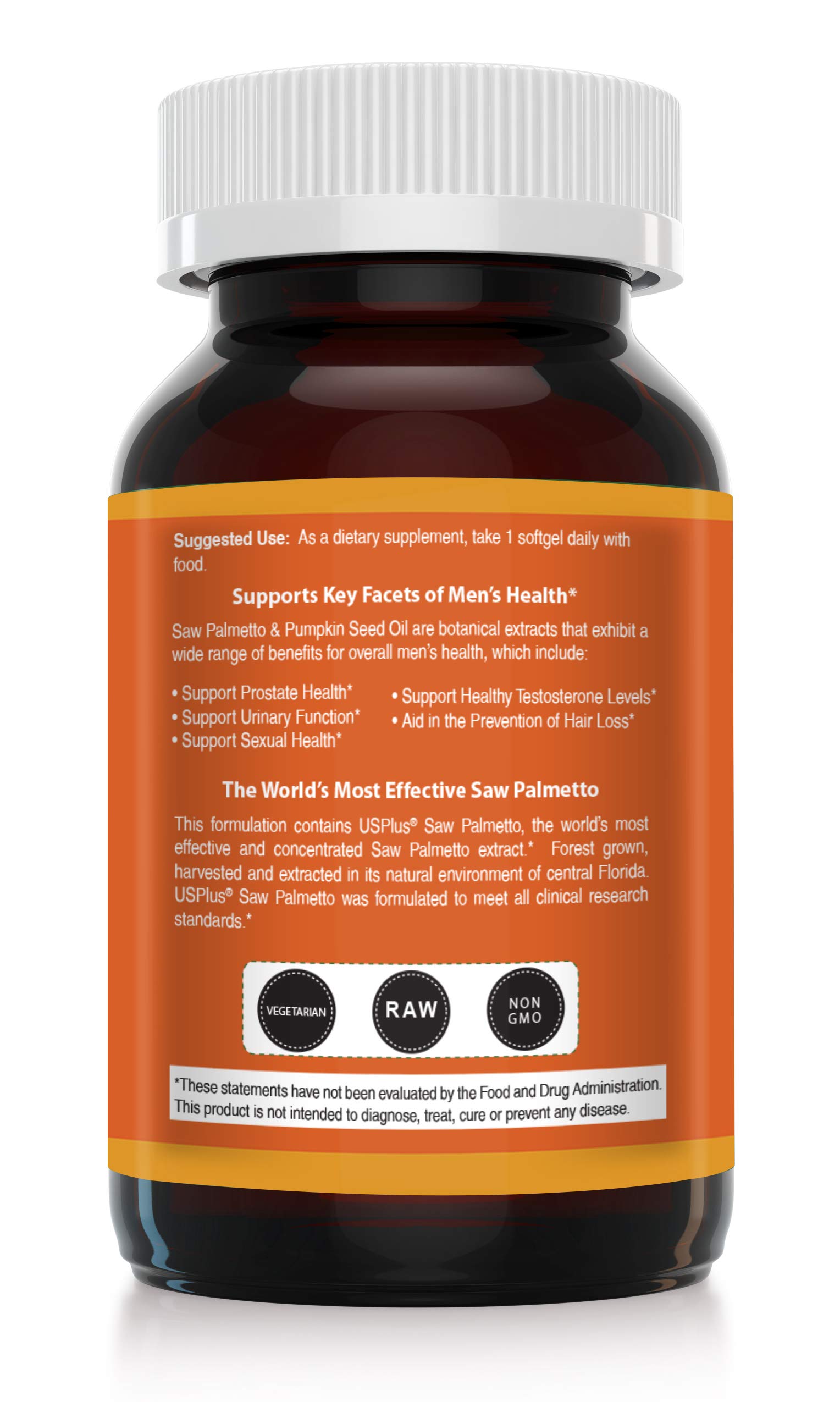 Saw Palmetto Extract - 10x Potency | Plus Pumpkin Seed Oil | 30 Servings | Pharmaceutical Grade, Grown in Florida | Supports Prostate Health, Frequent Urination & Flow, DHT Blocker