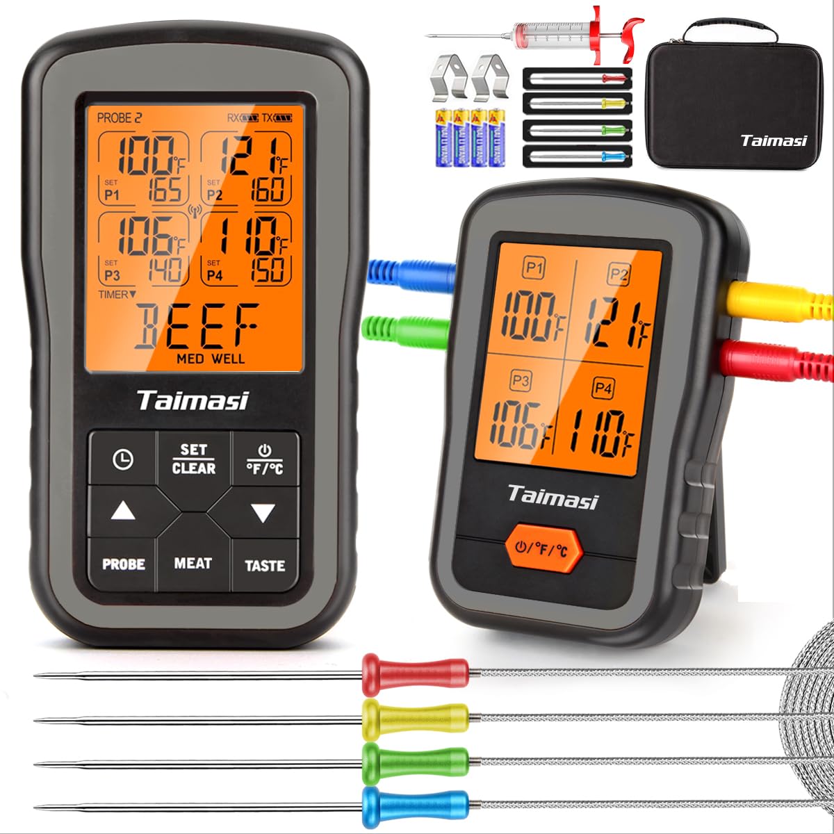 Photo 1 of Wireless Digital Meat Thermometer with 4 Probes & Meat Injector, Upgraded 500FT Remote Range Cooking Food Thermometer for Grilling & BBQ & Oven & Kitchen