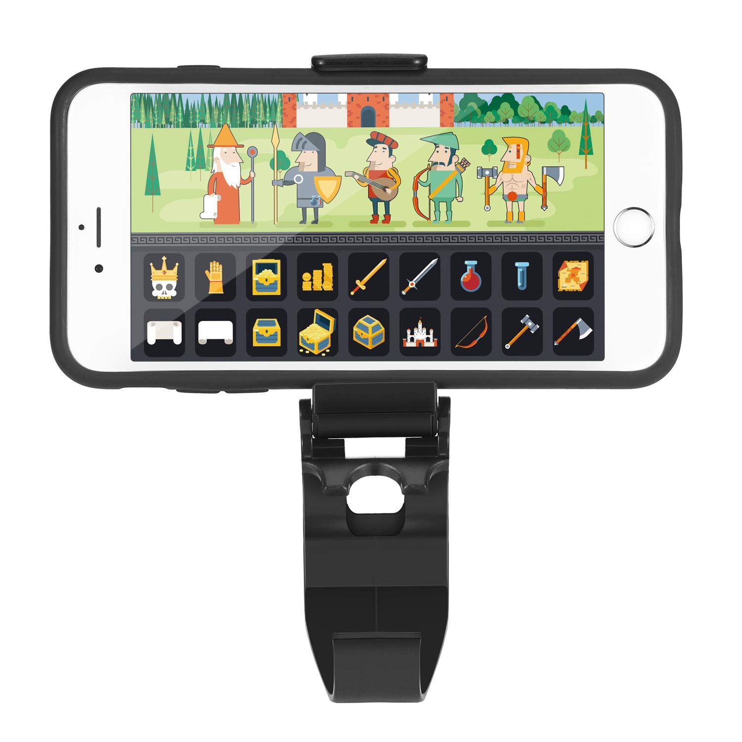 Megadream Foldable Mobile Phone Holder Cellphone Clamp Smartphone Clip Compatible with Microsoft Xbox One/Xbox One S/Xbox One X, SteelSeries Stratus XL/Nimbus, Steam Controllers, with Analog Stick Cap