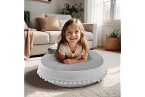 Kishome Large Floor Pillow Kids Round Floor Cushion Seating, 20 inches Big Circle Pillow, Round Floor Pillows Seating for Children, Oversized Mat for Reading Nook Teepee Playroom Nursery, Light Grey