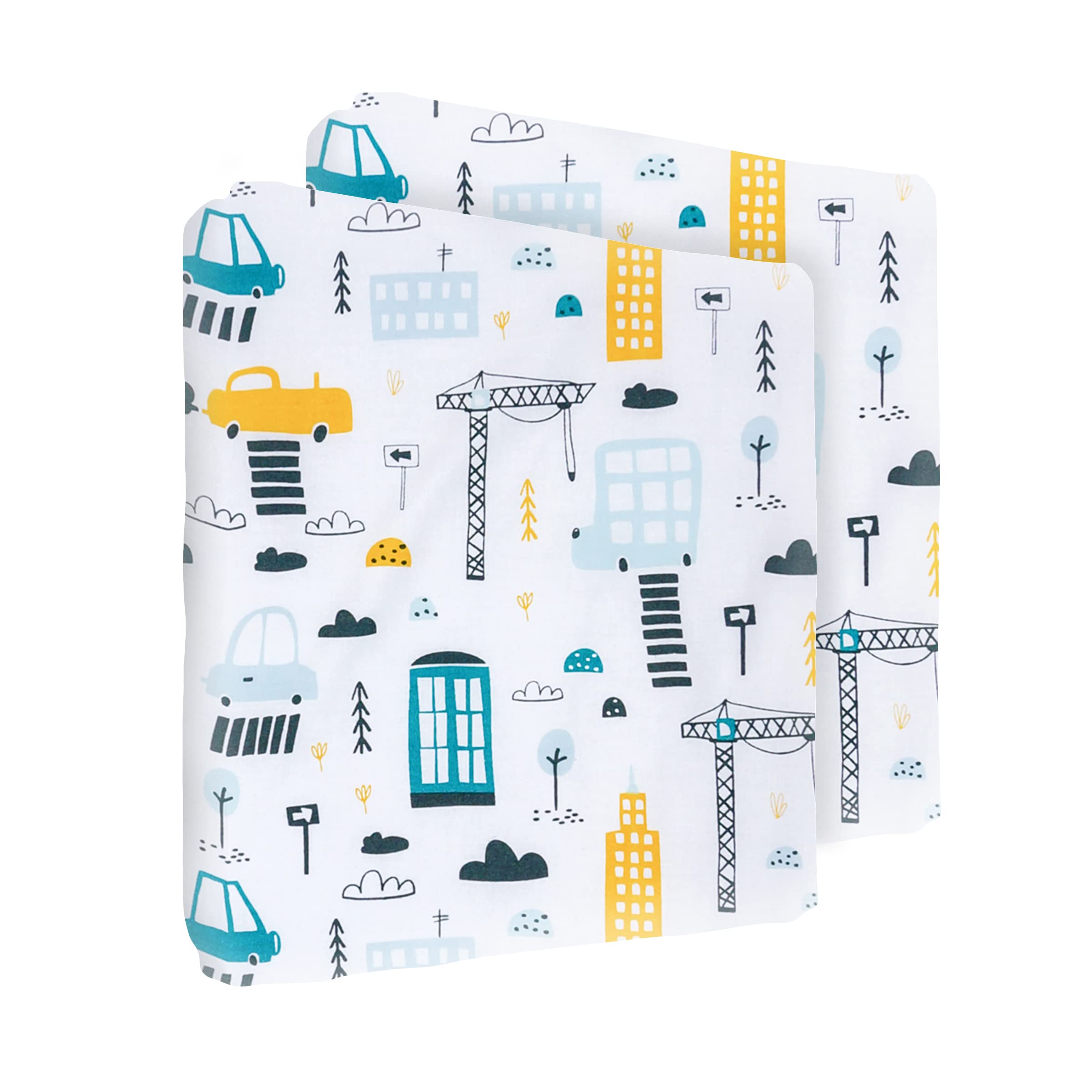 2x Nursery 100% Cotton Fitted Sheet fits 120x60 cm Cot Mattress (City) โ image 1