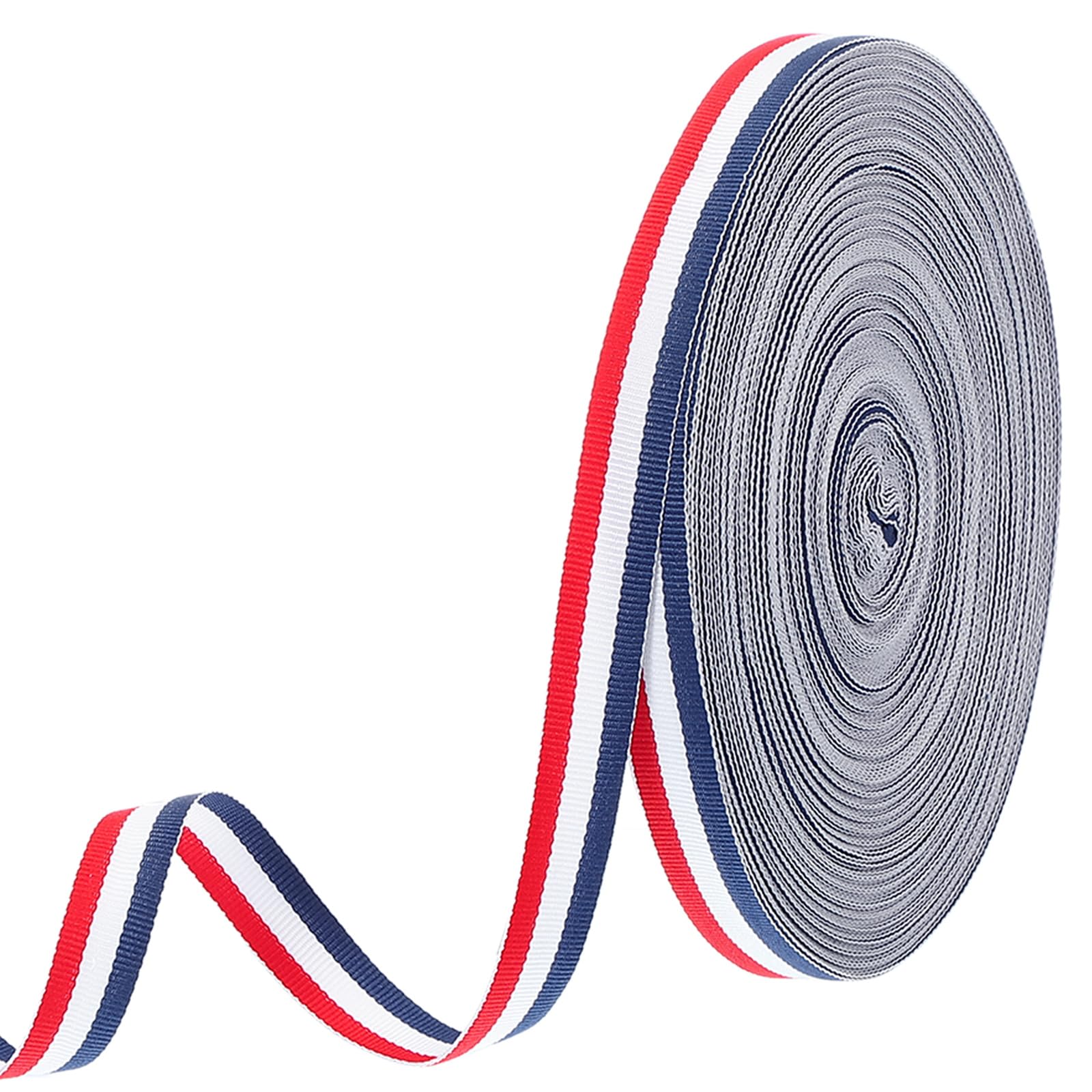 PATIKIL 5/8" Red White Navy Striped Grosgrain Ribbon, 55 Yard Polyester Fabric Stripe Craft Ribbon Double Faced Design for Bow Gift Wrapping DIY Making Garment Christmas Decorations