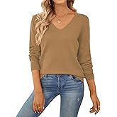 QUALFORT Women's Sweater 100% Cotton Long Sleeve Pullover Sweater Soft Lightweight Knit Tops 2026