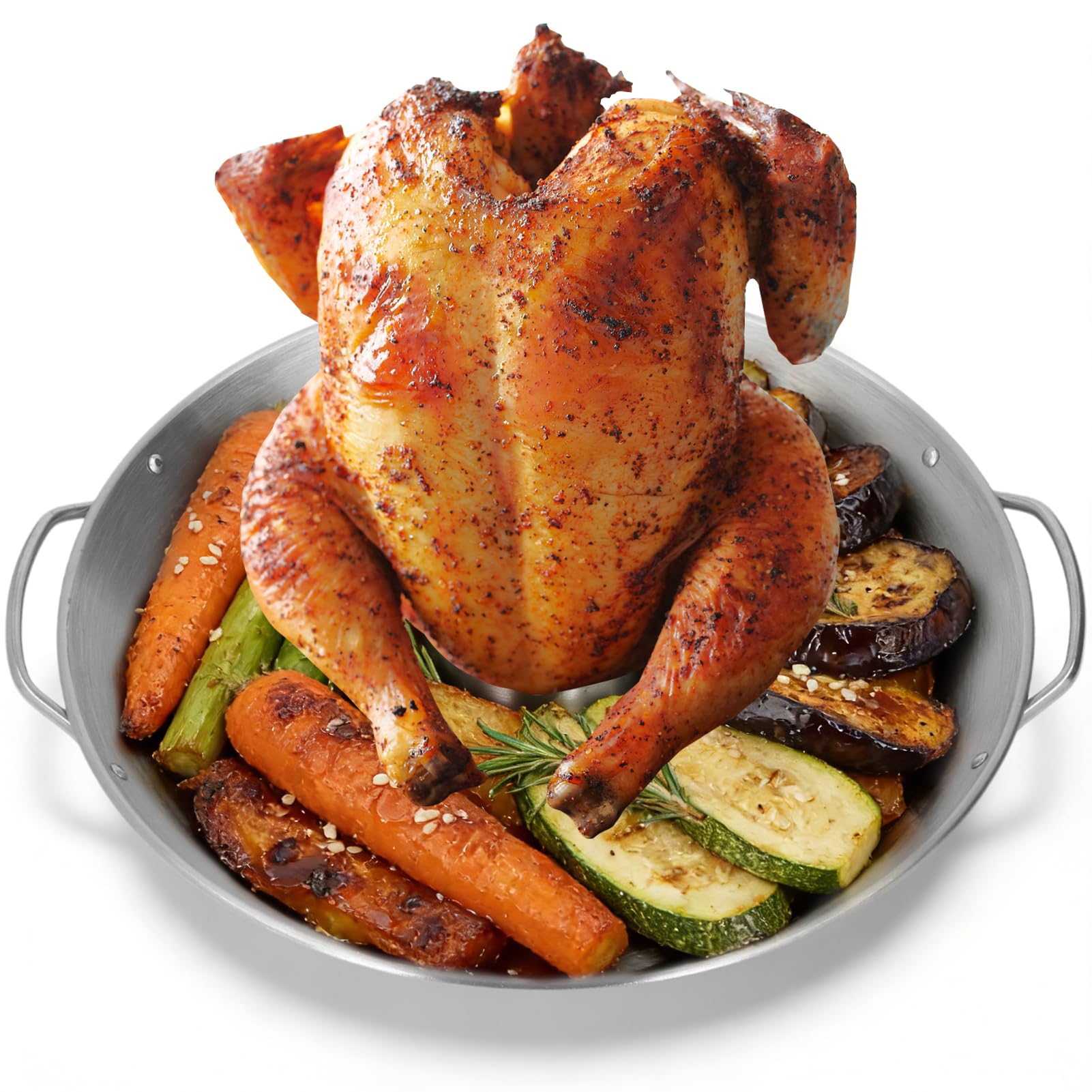 Beer Can Chicken Holder Chicken Roaster Rack 9.4 Inch Dia Stainless Steel Upright Duck Roaster BBQ Poultry Cooker Stand Grill for Charcoal Grill Oven