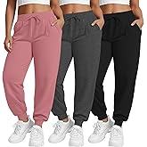 Evervibe 3 Pack Women's Plus Size Yoga Joggers Pants, Casual Drawstring Workout Lounge Pants Active Sweatpants with Pockets