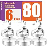 Neosmuk Magnetic Hooks Steel Tube Design for Cruise,80lb+ Silver,6 Pack | Cruise Ship Essentials,Heavy Duty Magnett Hooks for Cabins, Refrigerator, Grill, Hanging, and Travel Extra Strong Must-Haves