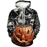 RASBCTK Skull Hoodie For Men Halloween Trippy Skeleton Floral Graphic Hooded Sweatshirts Pullover