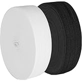 Magnoloran Elastic Band for Sewing, 1.2 Inch Elastic for Sewing Elastic Straps Wig Band Edge Band Knit Spool Sewing Band for Waistbands Pants Clothes &amp; Lace Front Wigs((10 Yard Black, 10 Yard White)