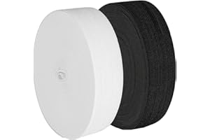 Magnoloran Elastic Band for Sewing, 1.2 Inch Elastic, 2 Rolls Black & White, Polyester, 10 Yard Each