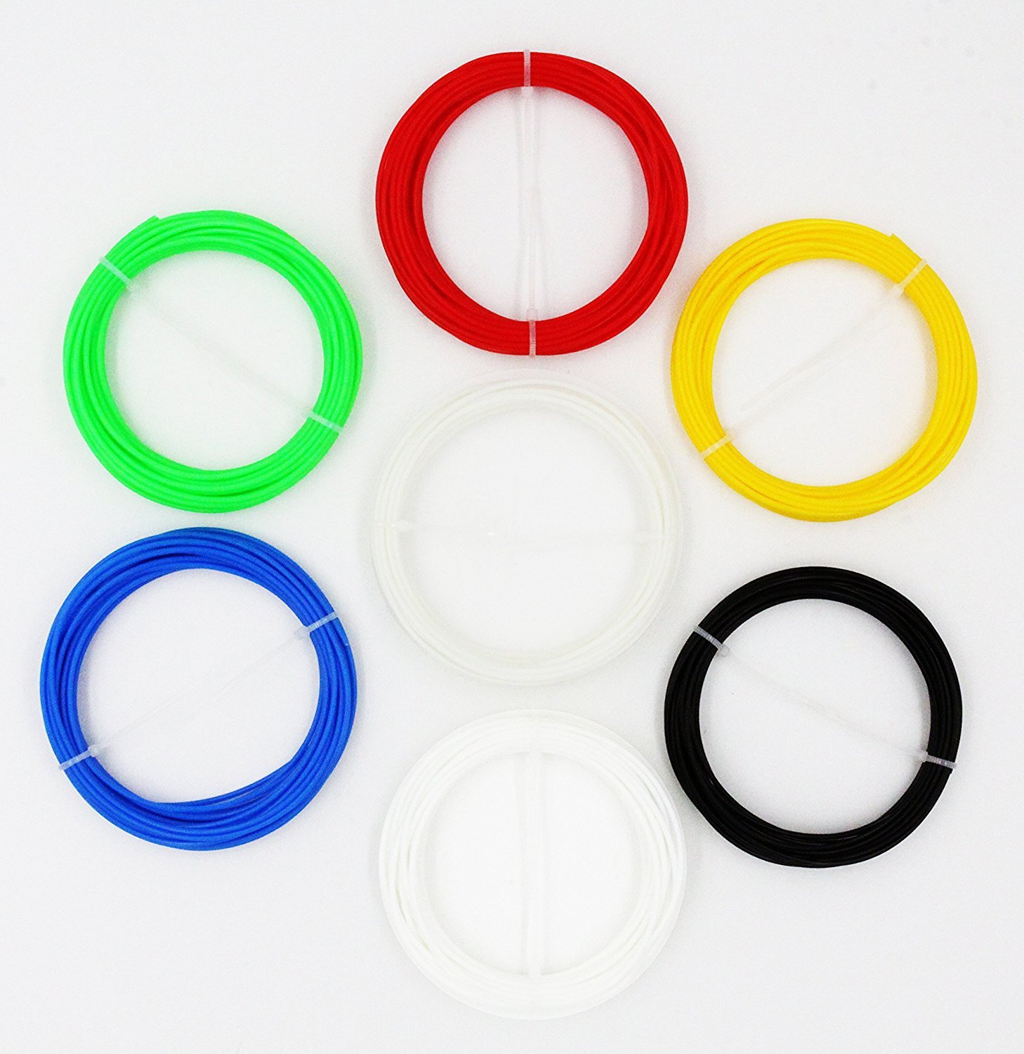 3D Pen Filament, 3Designer 3D Filament / 3D Printer Filament 7 Colors Set - 1.75mm ABS Plastic Filament 20 Feet Each 7 Pack in Different Colors (Included 1 Glow In The Dark Colors)