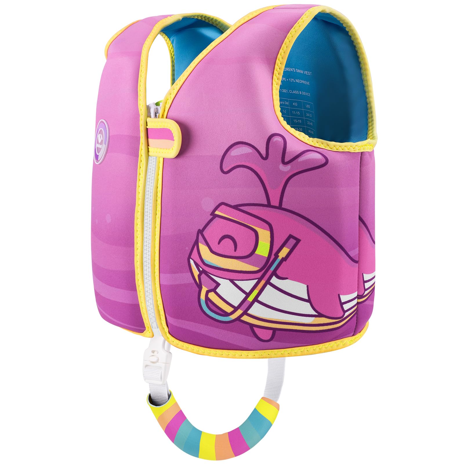 Photo 1 of Pottwal Swim Vest for Kids - Swim Jacket for 1-2 Years (24-33LBS) - Buoyancy Aid Made of Neoprene & EPE - with Adjustable Crotch Strap - Pink Purple