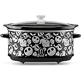 Disney The Nightmare Before Christmas Slow Cooker by Select Brands - 7-Quart Kitchen Appliance - Removable & Dishwasher-Safe Stoneware Crock - Tempered Glass Lid