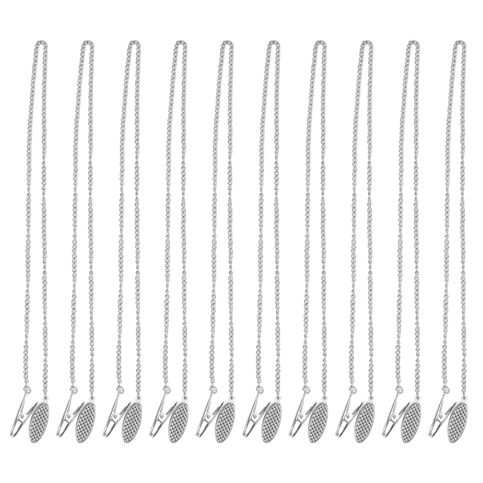 UNGFEI 10 PCS 50cm Silver Napkin Chain with Clips, Alloy Serviette Neck Holder Clip for Home Restaurant Hotel