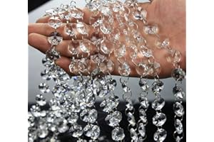 VOVOV 10 Pack (1000CM/30.5FT) Beaded Trim Clear Crystal Garland Chandelier Octagon Beads Chain
