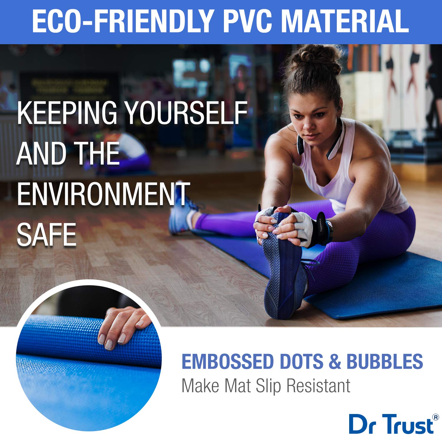 Dr Trust PVC Yoga Mat with Cover Bag