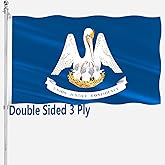 Louisiana State Flag Double Sided 3x5 Outdoor LA State Flag Heavy Duty 3 Ply with Durable Canvas Header and 2 Brass Grommets Vivid Color