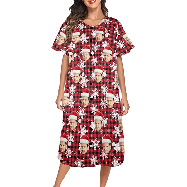 Amazon.com: Custom Face Christmas Moo Moo Nightgown - Personalized Funny  Pajama Sleepwear for Women, Customized Lazy One Nightshirts Easy to Put on  and Take Off Gowns, Cute Women Girl Wife Gifts :