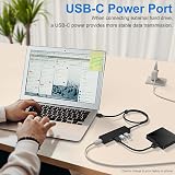 Aceele USB Hub 3.0 4-Port with 2ft Extension Cable and Type-C Power Port view 5