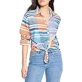NIC+ZOE Women's Sunset Stripe Cotton Boyfriend Shirt