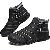 Snow Boots Mens Waterproof Winter Boots Fur Lined Warm Ankle Boots Zipper Closure Slip on Outdoor Boot Comfortable Walking Shoes