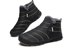 ZIITOP Snow Boots Mens Waterproof Winter Boots Fur Lined Warm Ankle Boots Zipper Closure Slip on Outdoor Boot Comfortable Walking Shoes