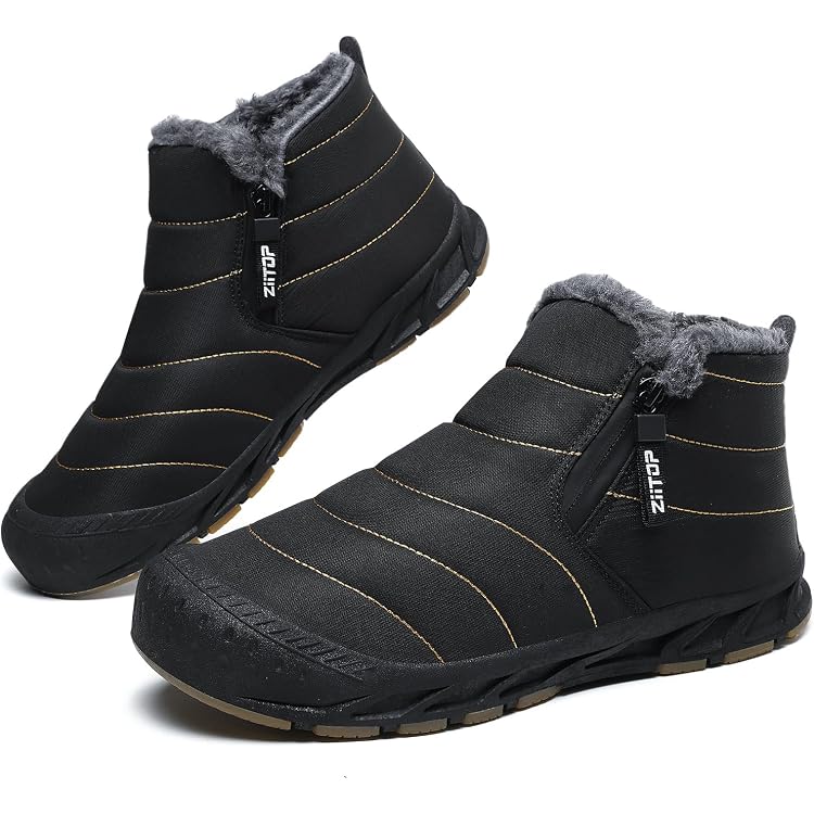 Bottes D'hiver Homme Imperméables Antidérapantes - Doublure Polaire, Fermeture éclair Latérale, Tailles 38-48