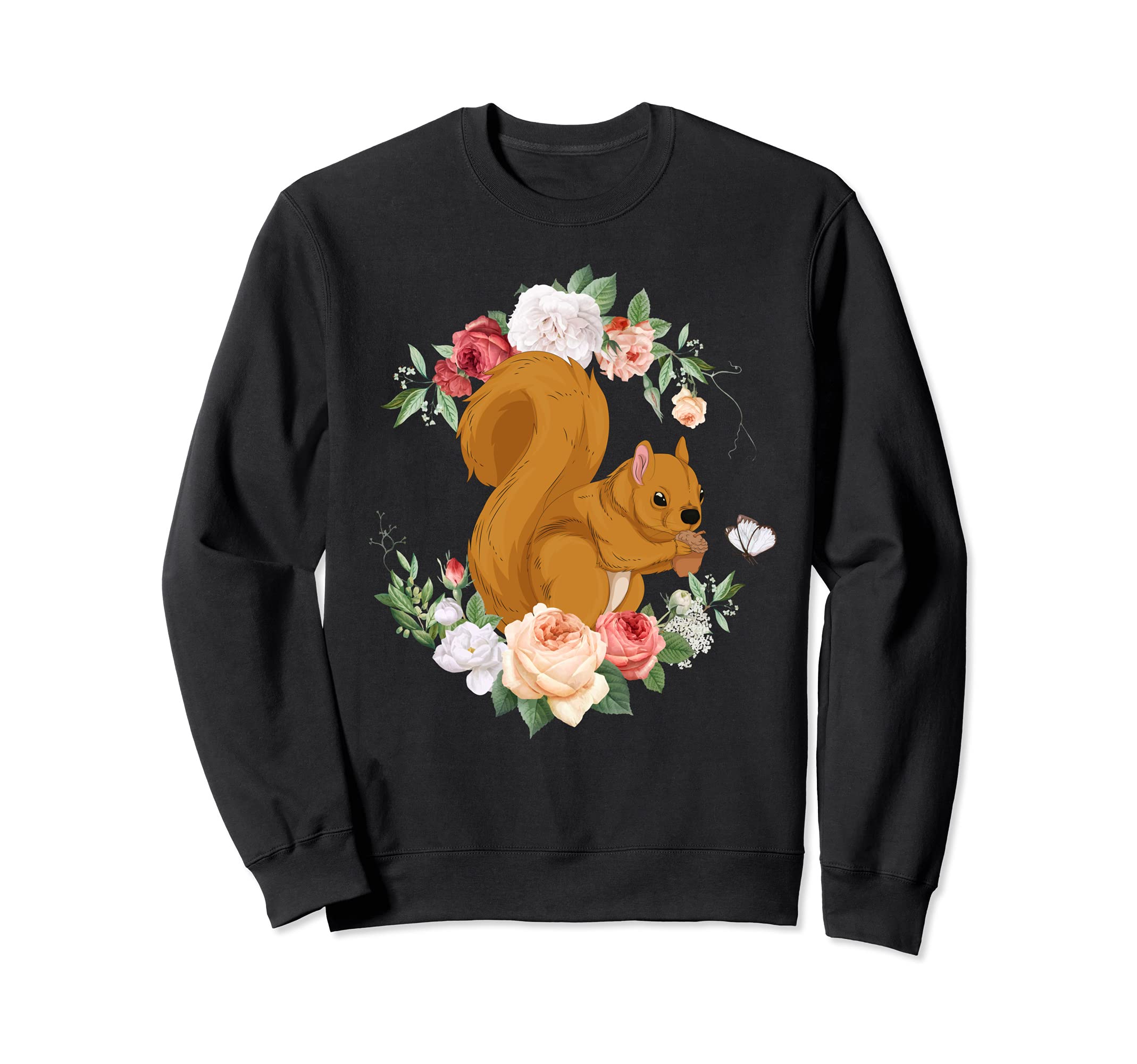 Cute Wildlife Forest Animal Flowers Nature Floral Squirrel Sweatshirt