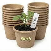 Vayantgo 20 Packs 5 Inch Large Peat Pots, Seedling Pots with Drainage Holes | Biodegradable Nursery Pots Breathable Plant Containers, Seed Starter Kit for Vegetables, Flowers , 20Pcs Plant Labels