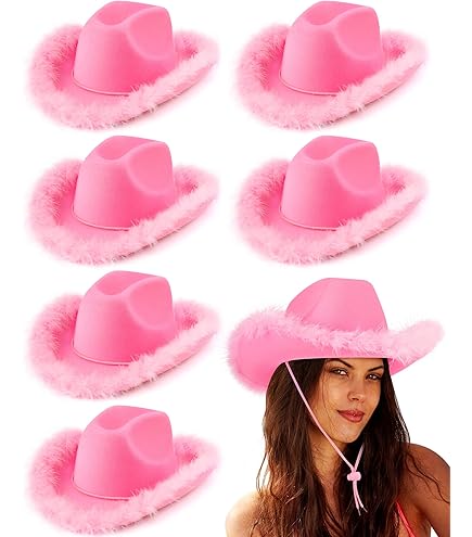 Jecery 20 Pack Pink Bachelorette Cowgirl Cowboy Hats Pink  display picture 3