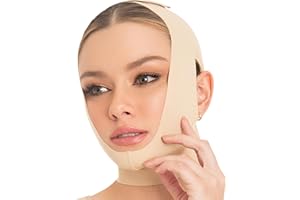 M&D Face Slimming Chin Strap Lipo Compression Garment Mentonera Postquirúrgica Facial Beige L