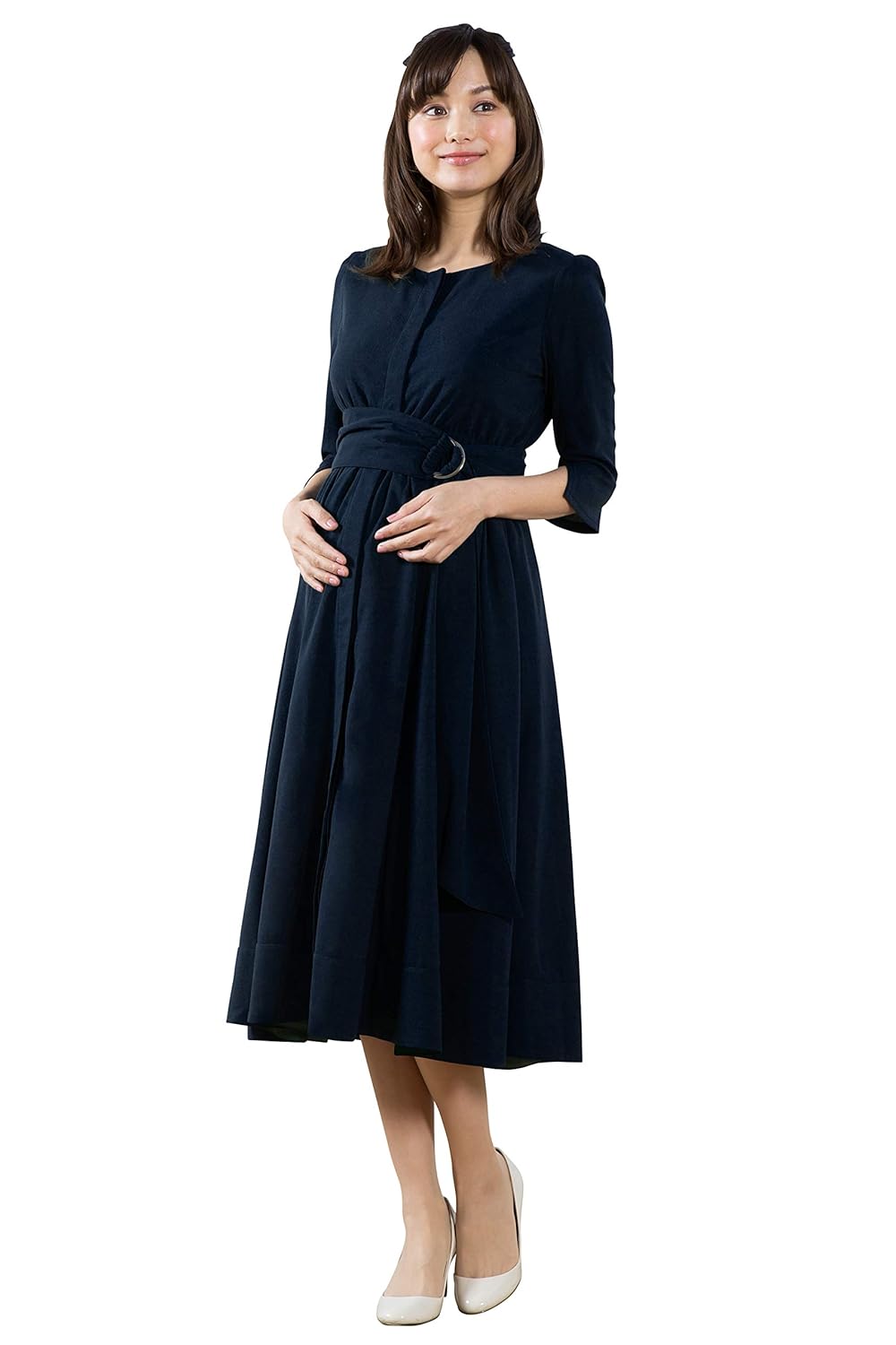 B07n7ctvnj M グリーン ペチコート付き ウエストベルト フレアワンピース 授乳服 マタニティ Mommy Sweet M ネイビー M ネイビー ワンピースチュニック 激安本物 Www Zozter Com
