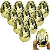 Higoala Golden Color Easter Eggs，12 Pack Plastic Easter Eggs Fillable Empty for Gift Baskets or Egg Hunt-3.15"