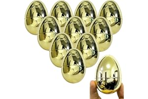 Higoala Golden Color Easter Eggs，24 Pack Plastic Easter Eggs Fillable Empty for Gift Baskets or Egg Hunt-3.15"