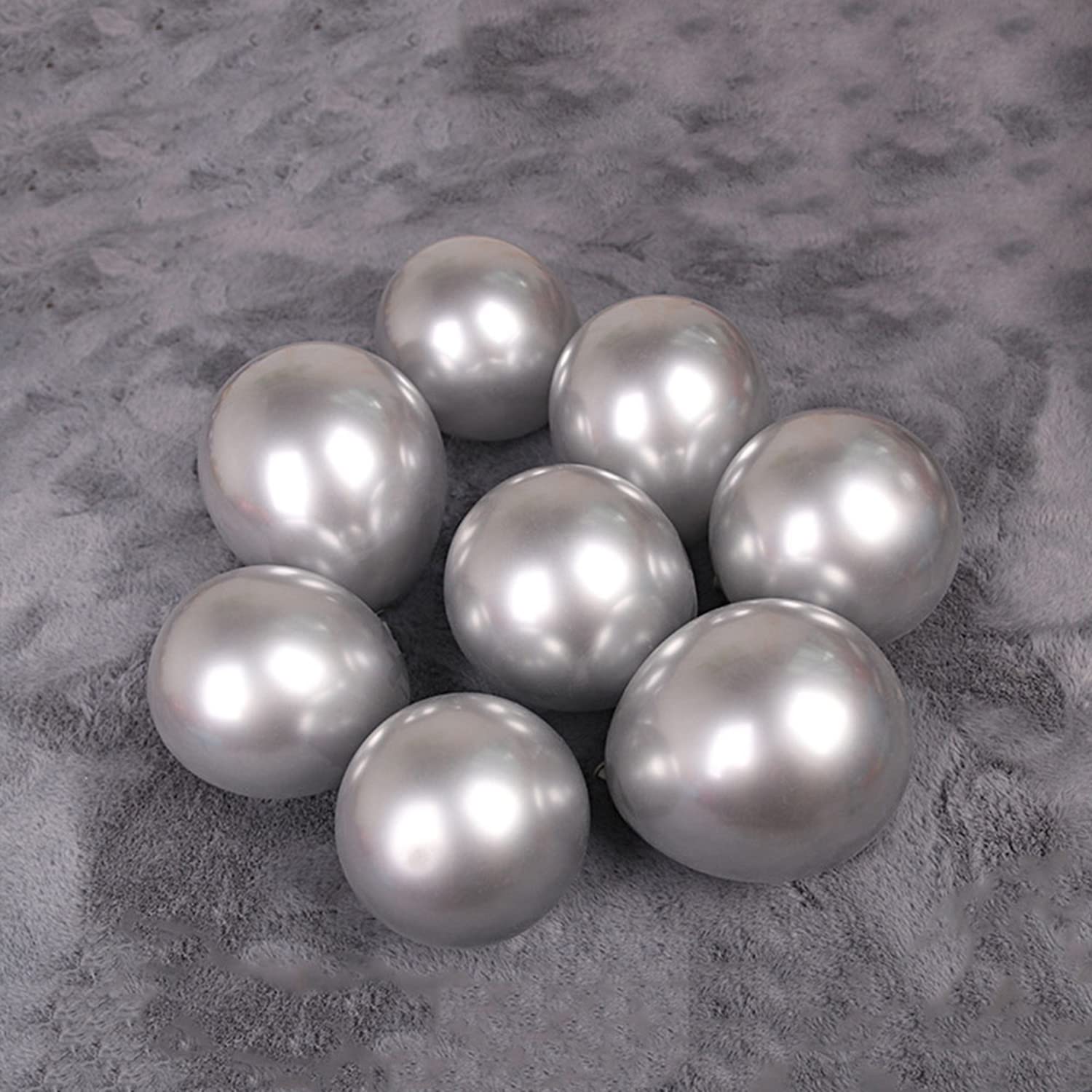 Vsosfiza 100pcs Silver Metallic Balloons, 5inch Round Silver Latex Balloons for Birthday, Wedding, Unicorn Party, Christmas, Graduation